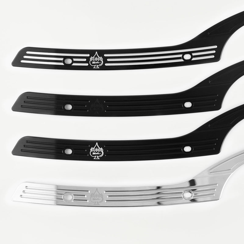 Windshield Trim for 2015-2025 Harley-Davidson Road Glide(Shown in order from top to bottom: Black Contrast, Black Out, Black w/Contrast Logo, Chrome)