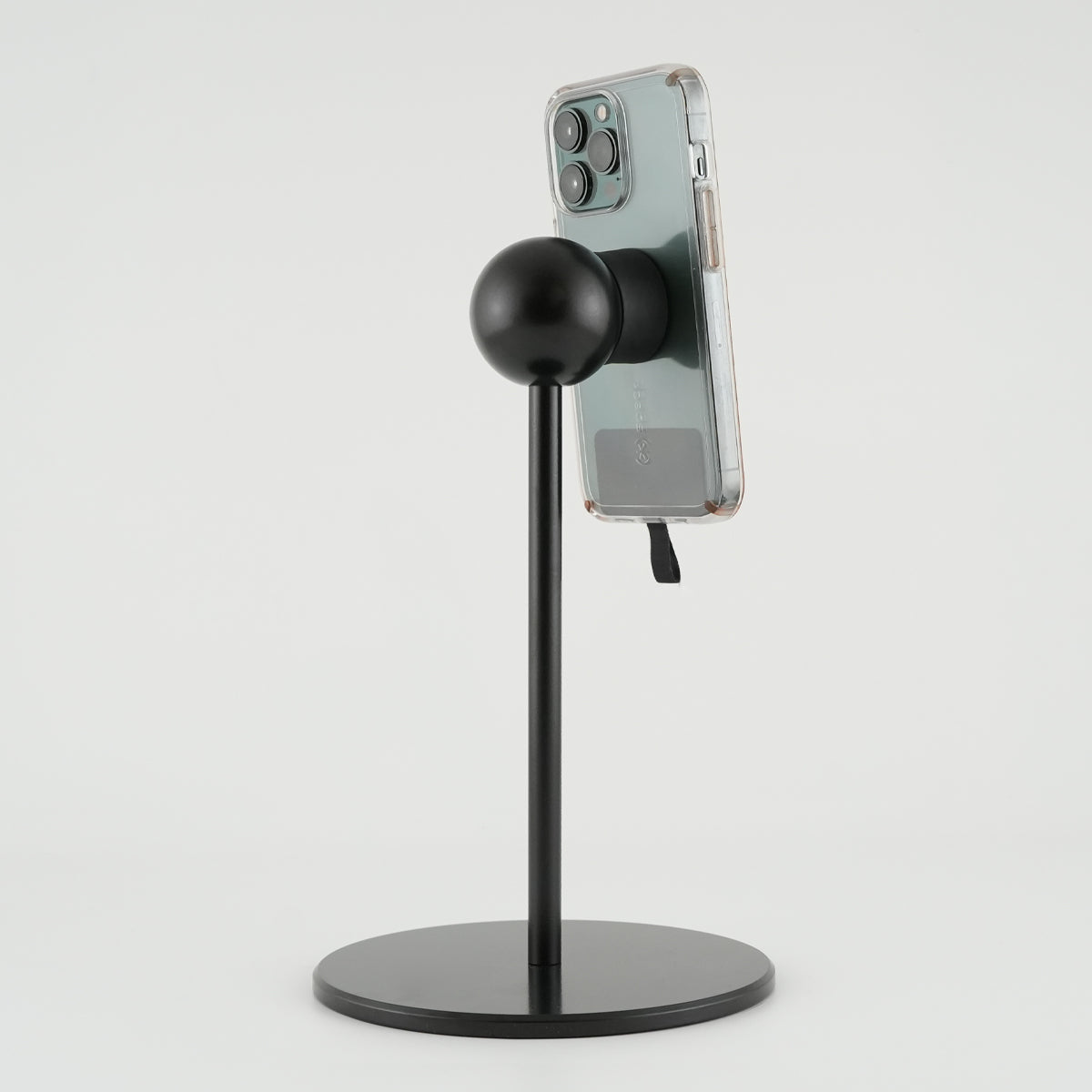 Black Satin iOstand® Magnetic Phone Mount with Phone (iOstand - Black Satin with Phone)