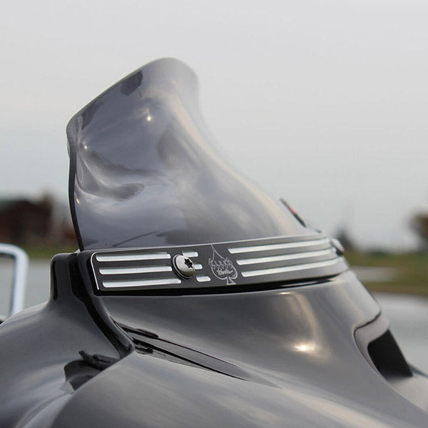 Klock Werks logo Windshield Trim for Harley-Davidson FLH Models 2014-2025 in black contrast(KW Logo - Black Contrast Cut )