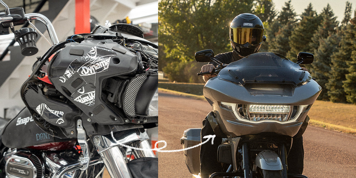 Klock Werks Dynamat for Harley-Davidson custom cut for many models, that when applied improves vocals at highway speeds.