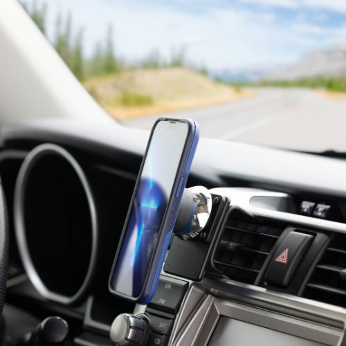 Phone mounted on a ProClip car dashboard mount with an iOmount iOauto (Installed iOauto Universal Magnetic Mount for ProClip Vehicle Mounts)
