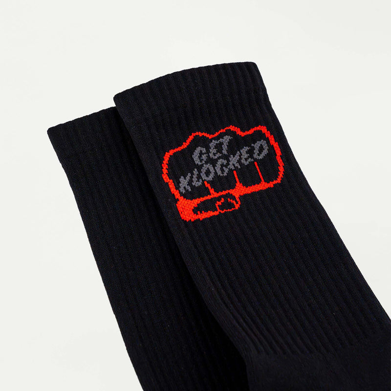 Klock Werks Socks Black with Red Fist Bump (Black with Red Fist Bump - Cuff)