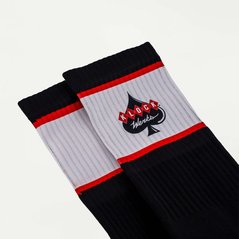 Klock Werks Socks Black with White Spade Band (Black with White Spade Band - Cuff)