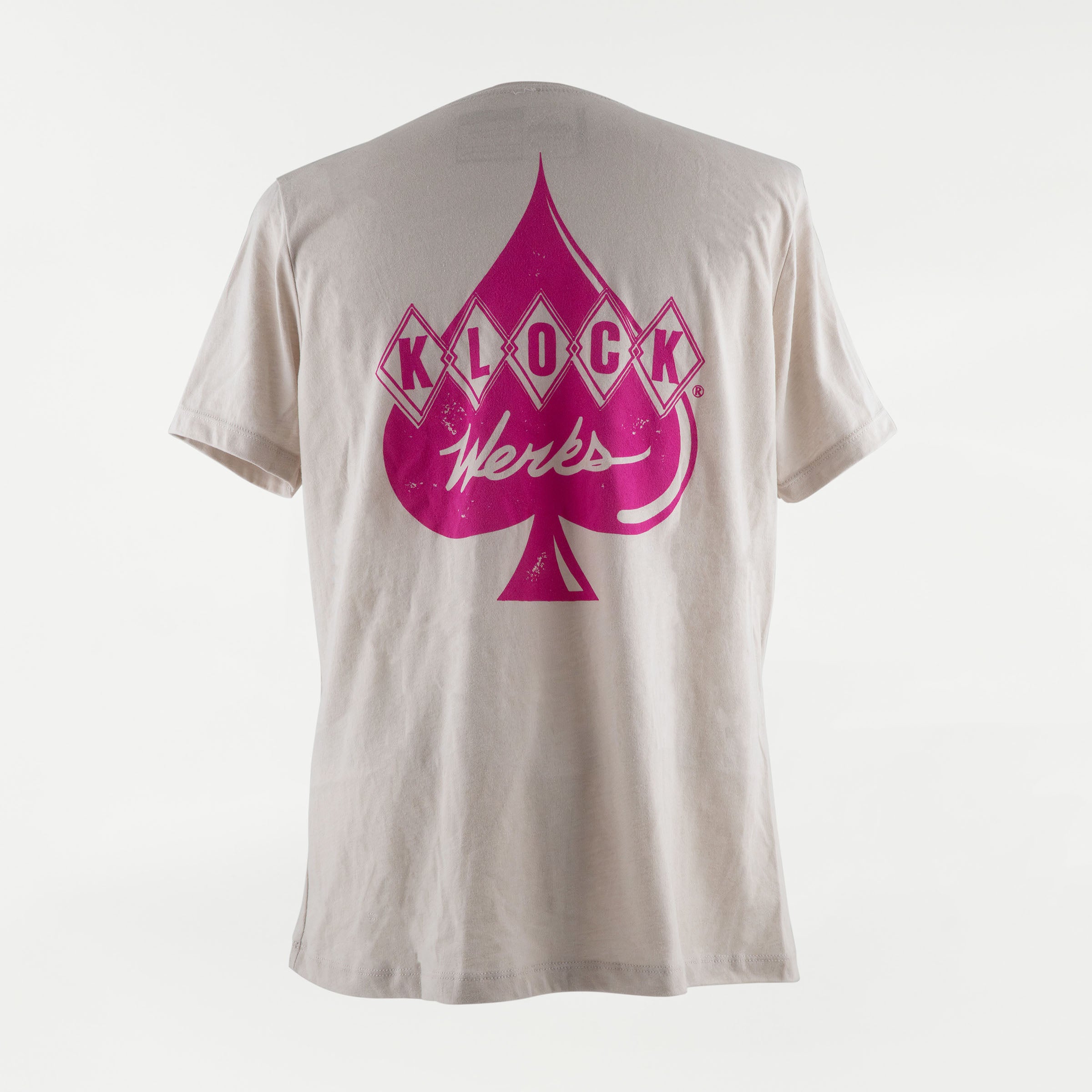 Women's Klassic Logo V-Neck Cream with Pink Ink (Pink Spade / Cream Shirt Back)