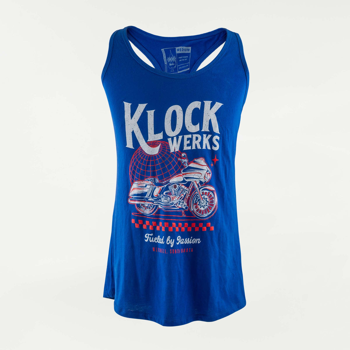 Worldwide Passion Women's Racerback Tank Royal Blue (Front - Red, White, and Blue)