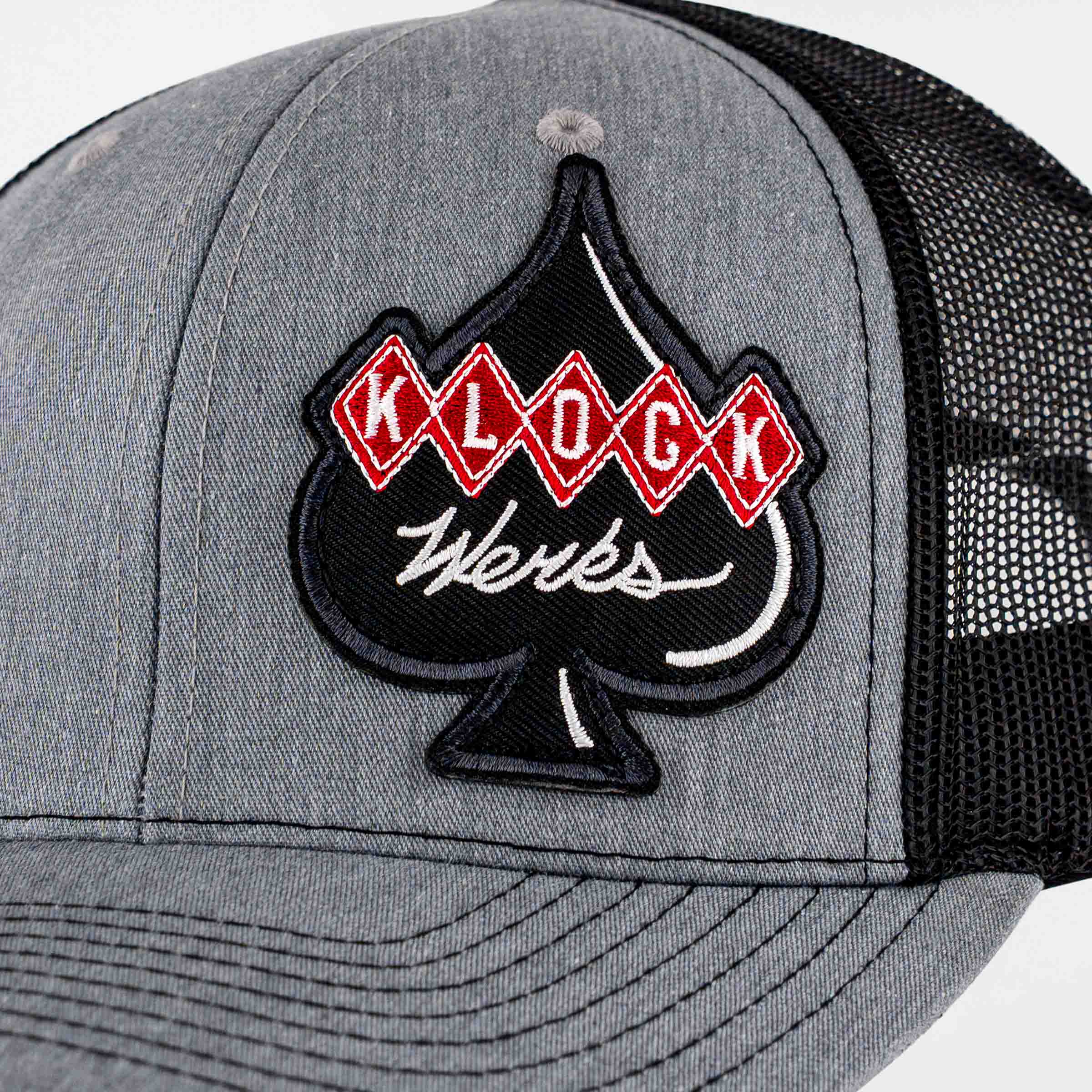 Klock Werks Spade Richardson Hat  with Spade Patch Logo (Klock Werks Spade Patch Richardson Hat - Close-Up)