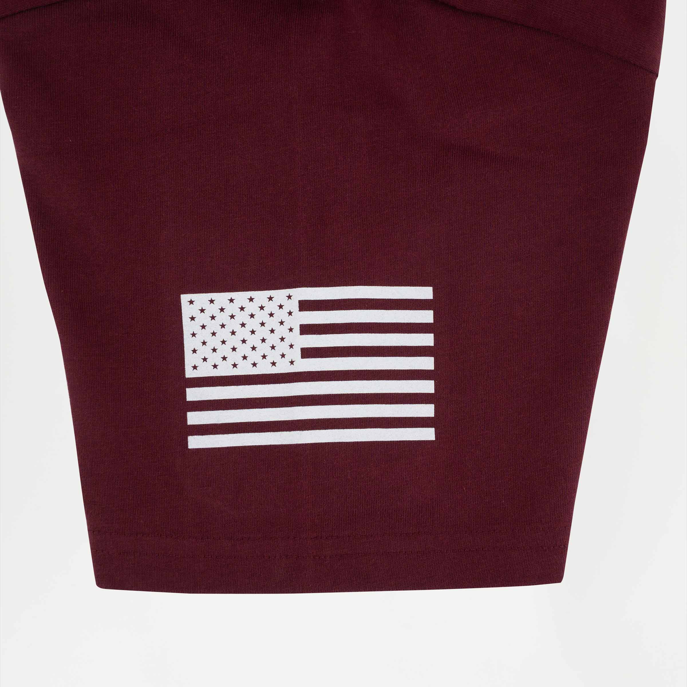 Star Spangled Banner Burgundy T-Shirt (Sleeve Design - Burgundy)