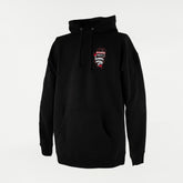 Black Pullover Hoodie with Spark Plug Design on Front Chest (Pullover)