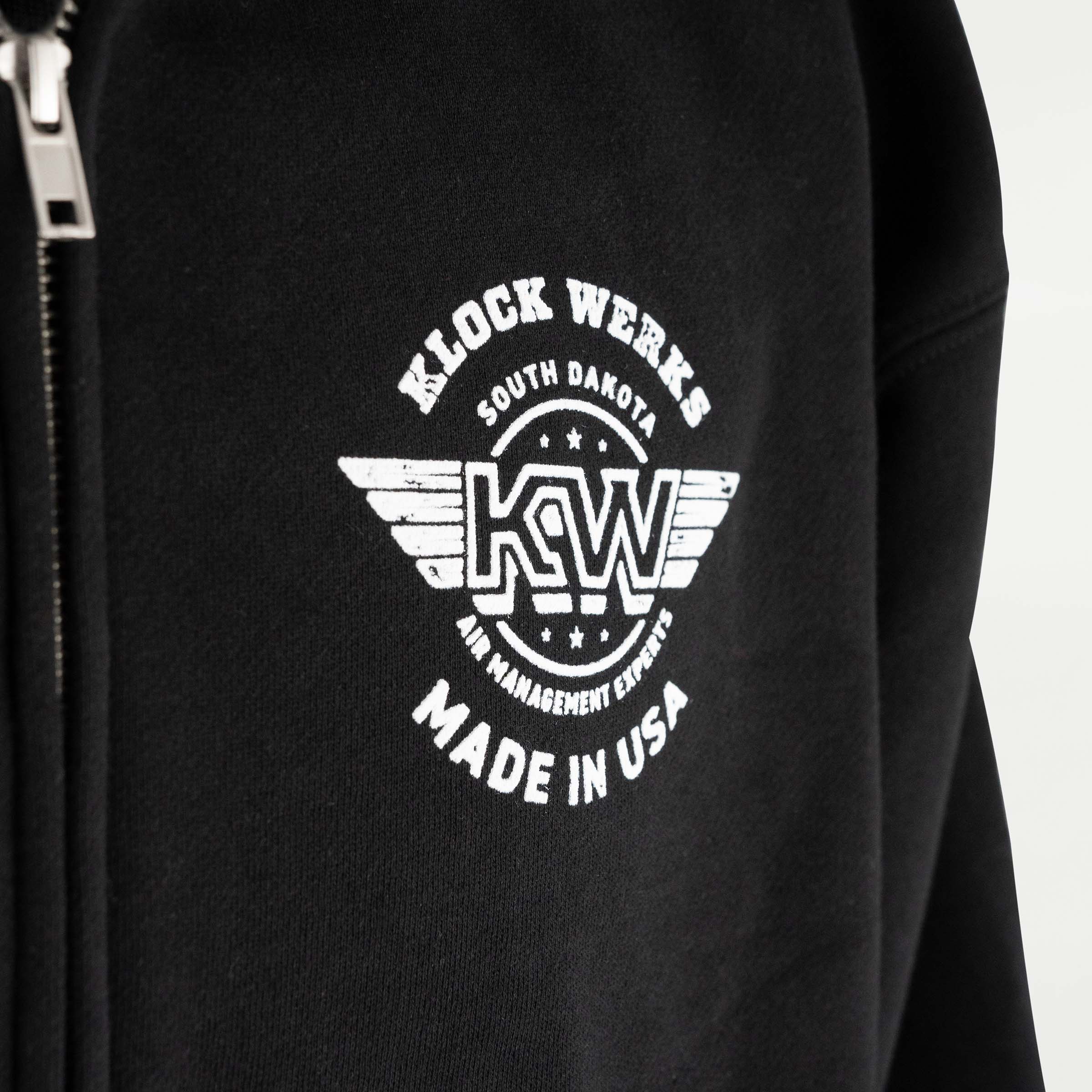 Klock Werks Air Management Experts Zip-Up Hoodie in Black (Air Management Experts Zip-Up Hoodie - AME Graphic on Left Breast)