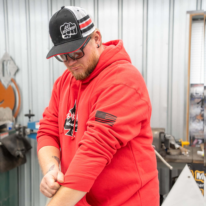 Klock Werks Red Spade Hoodie (Model Wearing Size 2X-Large)