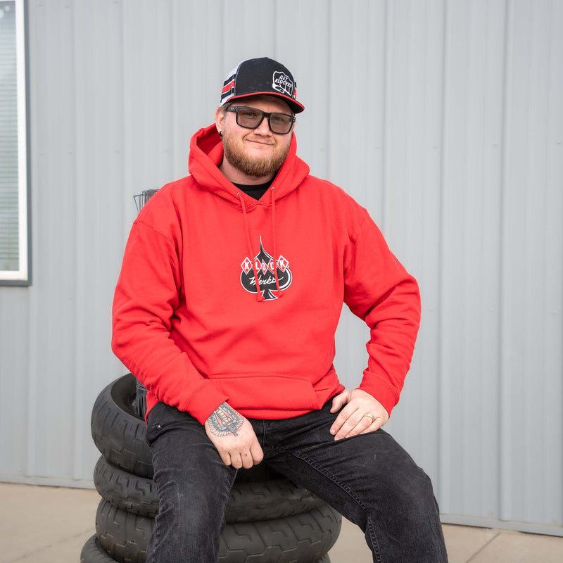 Klock Werks Red Spade Hoodie (Model Wearing Size 2X-Large)