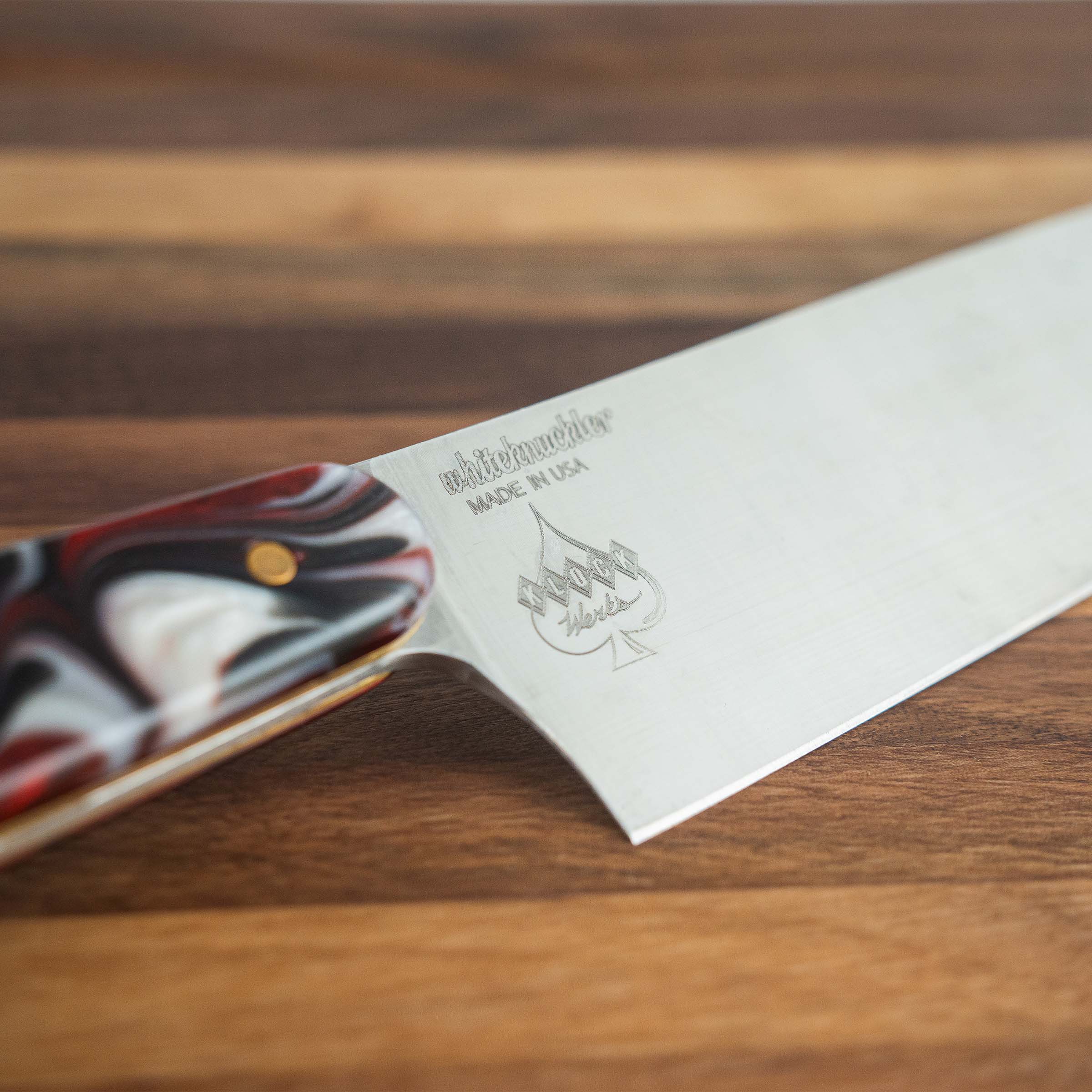 Klock Werks x White Knuckler Limited Edition Chef Set featuring 11-inch chef knife with a 7-inch 154CM high carbon stainless steel blade featuring an engraved Klock Werks logo.