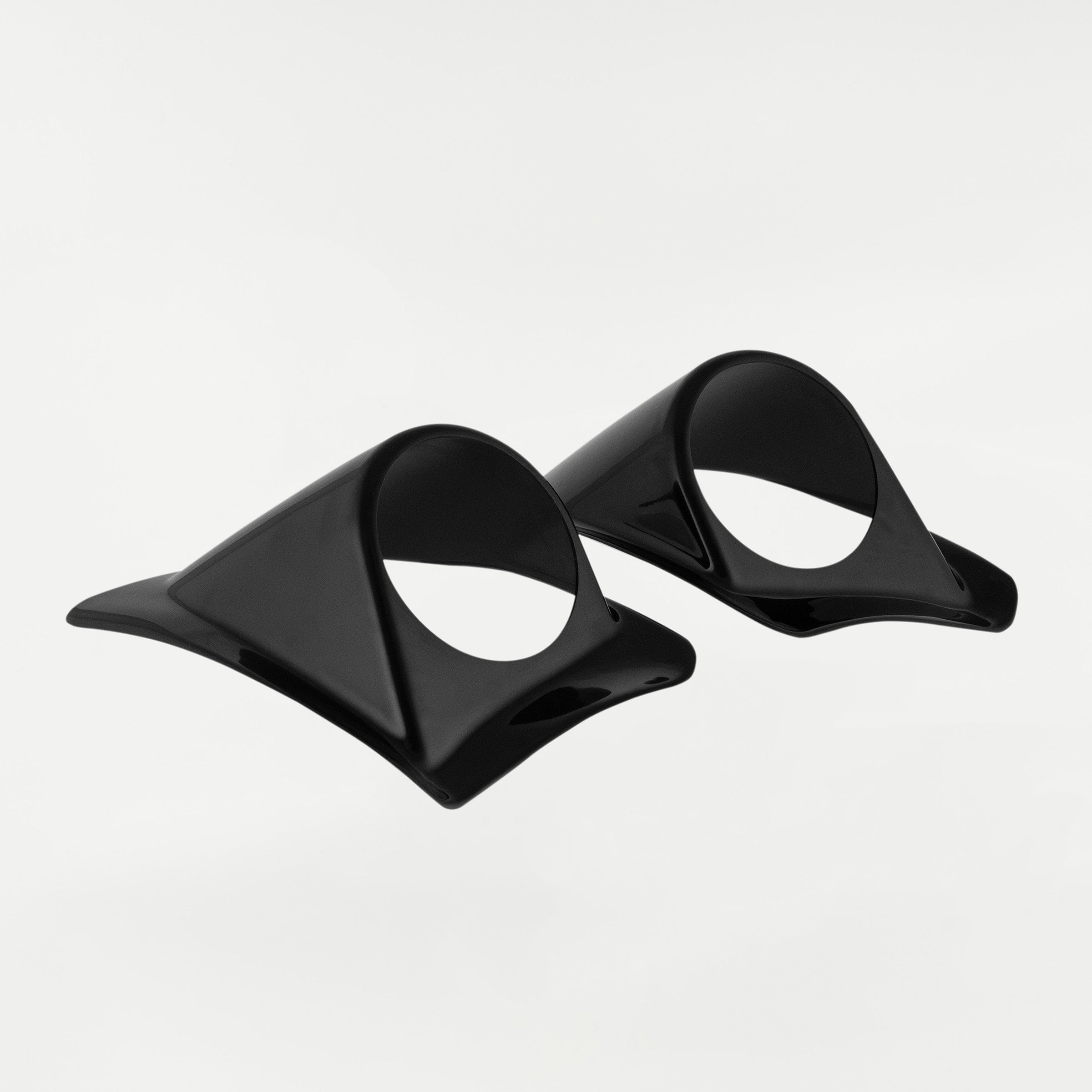 Klock Werks Light Pods for FXRP Style Fairings otherwise known as Police Light Pods for Fxrp Fairings. Product shot on a white background, lightpods unpainted in black. 