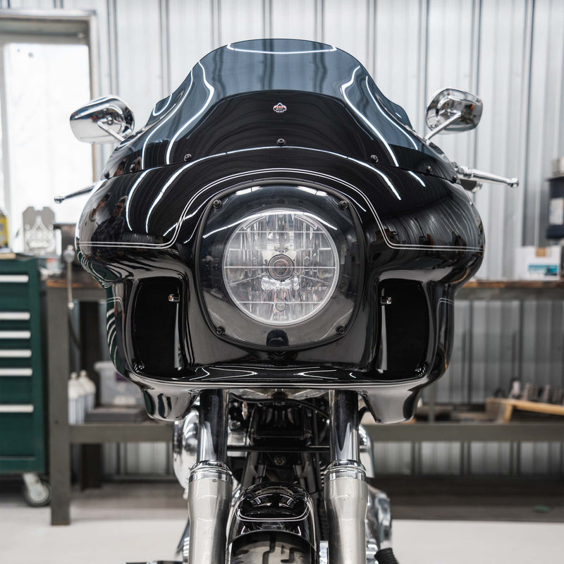 Head on photo of Harley-Davidson FXRP Fairing Fit Kit shown on 2006-2017 Dyna ((2006-2017 H-D Dyna) Harley-Davidson FXRP Fairing Fit Kit for newer model Dyna Motorcycles (2006-2017 H-D Dyna)