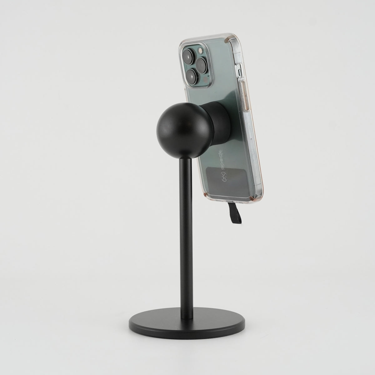 Black Satin iOMini Magnetic Phone Mount with Phone 