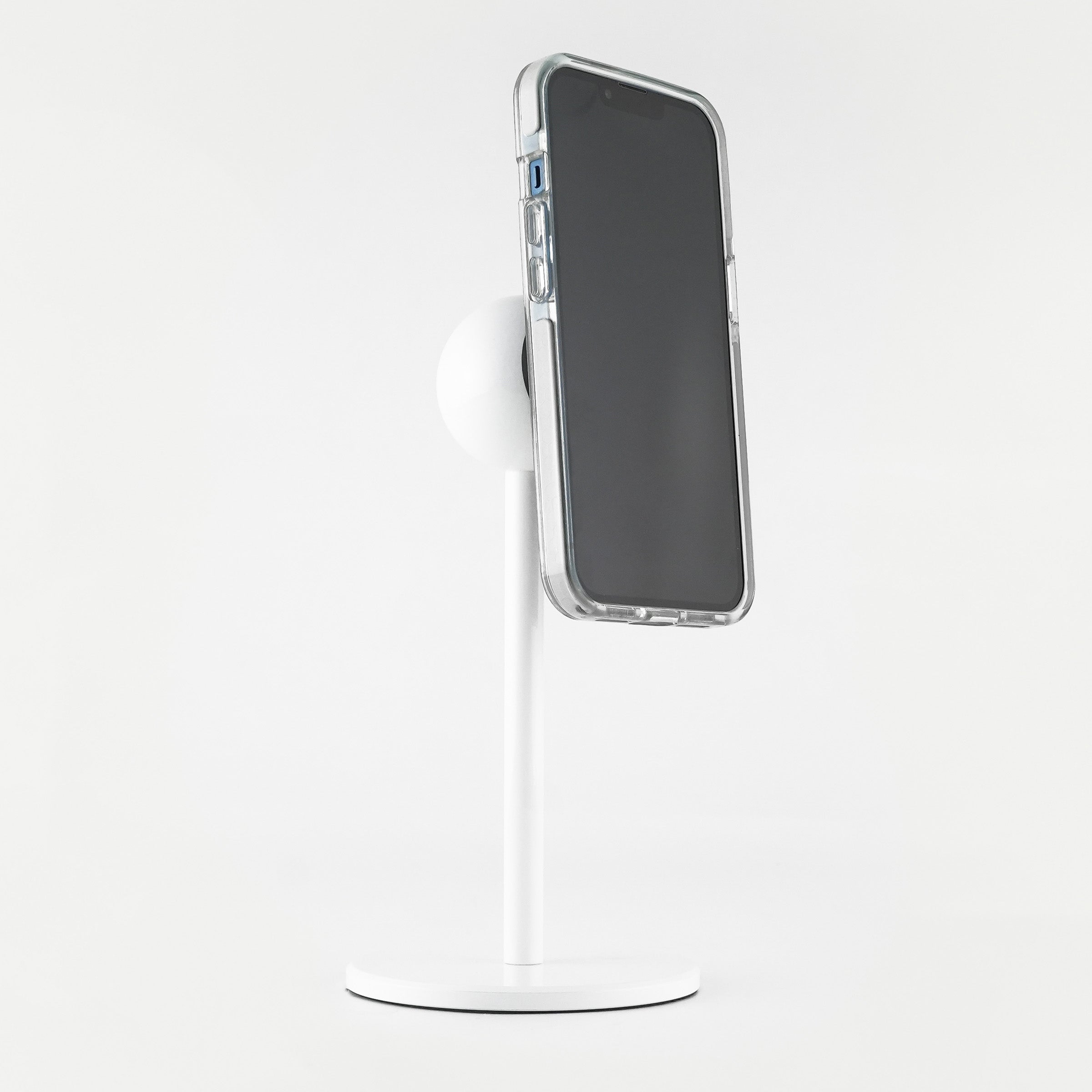White Gloss iOMini Magnetic Phone Mount (iOmini - White Gloss with iPhone)