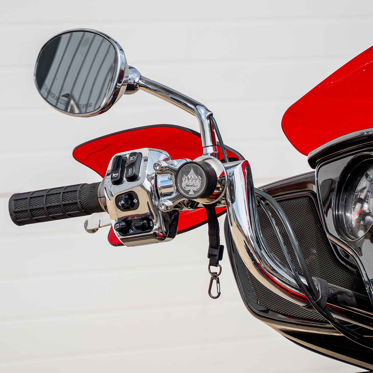 Red Hand Guards for Indian Motorcycles (Red - Back View)