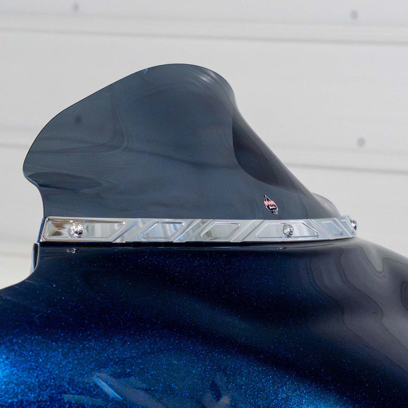 Aztec style Windshield Trim for Harley-Davidson 1996-2013 FLH Motorcycles in Chrome(Aztec - Chrome)