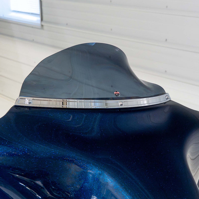 Relief style Windshield Trim for Harley-Davidson 1996-2013 FLH Motorcycles in Chrome(Relief - Chrome)