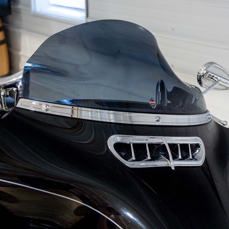 Relief style Windshield Trim for Harley-Davidson 2014-2025 FLH Motorcycles in Chrome(Relief - Chrome)