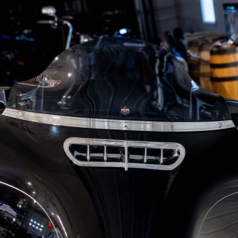 Relief style Windshield Trim for Harley-Davidson 2014-2025 FLH Motorcycles in Chrome(Relief - Chrome)