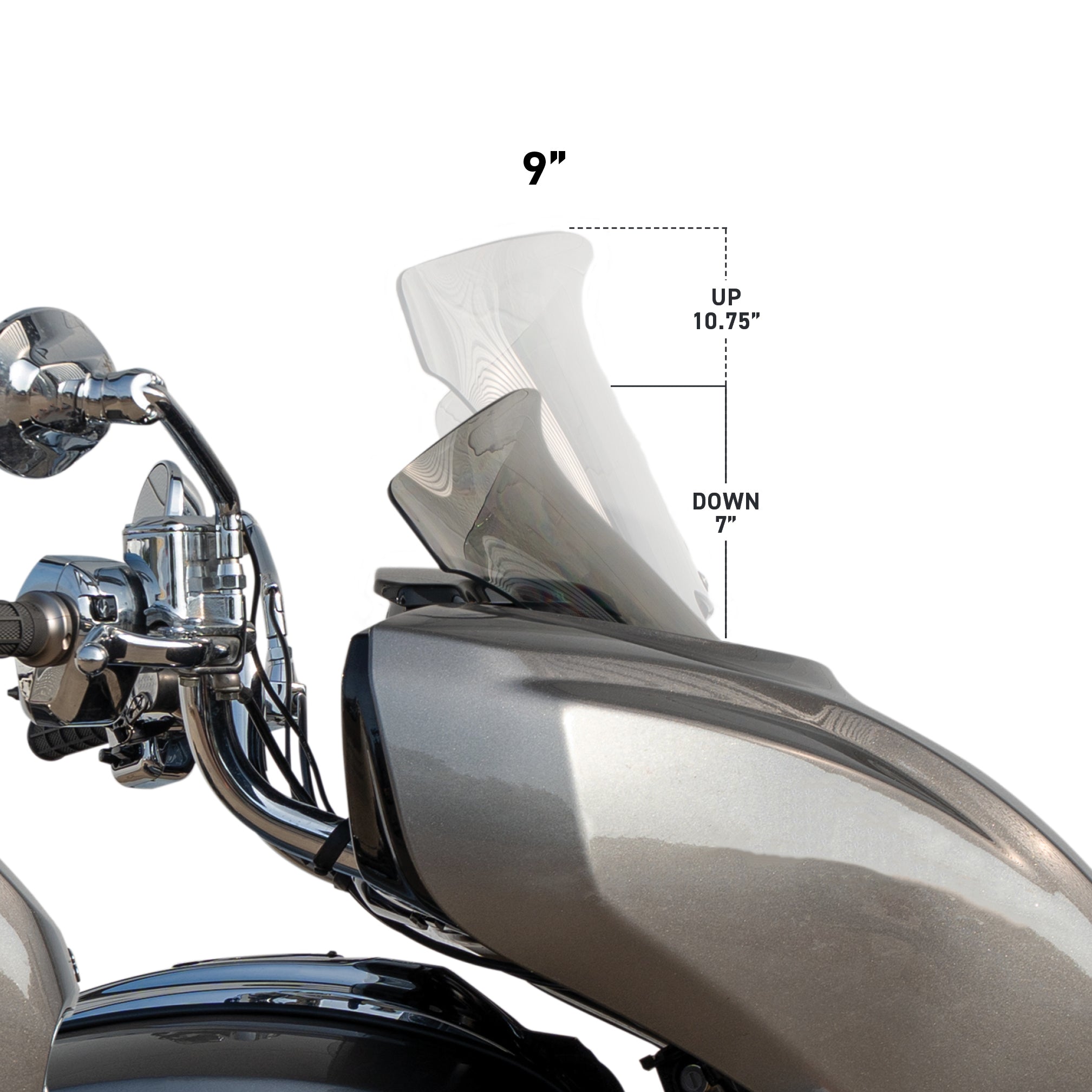 Windshield for Indian 2025+ Chieftain and Roadmaster PowerPlus (9" Tint with vertical height measurement)