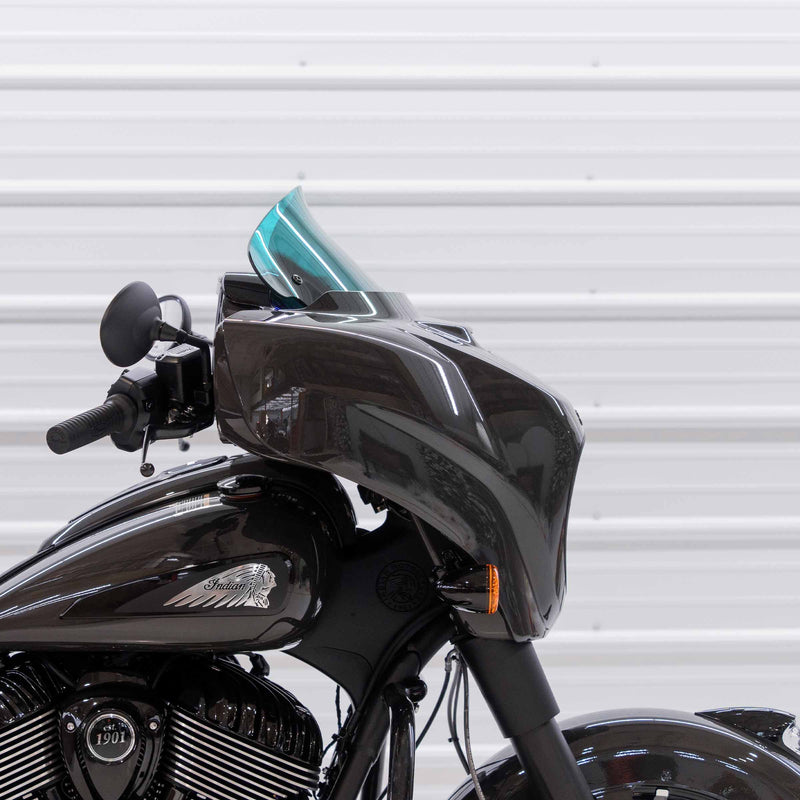 Teal Motorcycle Windshield 10" Kolor Flare® Windshield for Indian® 2014-2024 Chieftain and Roadmaster windshield for Indian® Motorcycle (10" Teal)