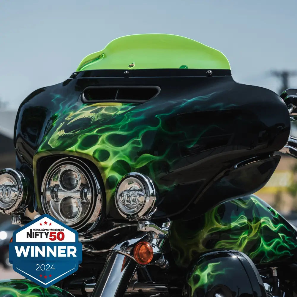 4" Green Ice Kolor Flare™ Windshield for Harley-Davidson 2014-2024 FLH motorcycle models(4" Green Ice)