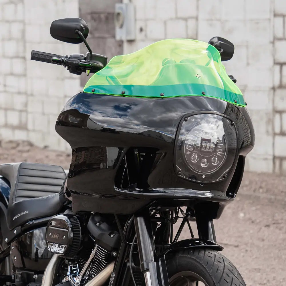 Green Ice Kolor Flare™ Windshield for Harley-Davidson FXRP Style motorcycle fairings shown on bike