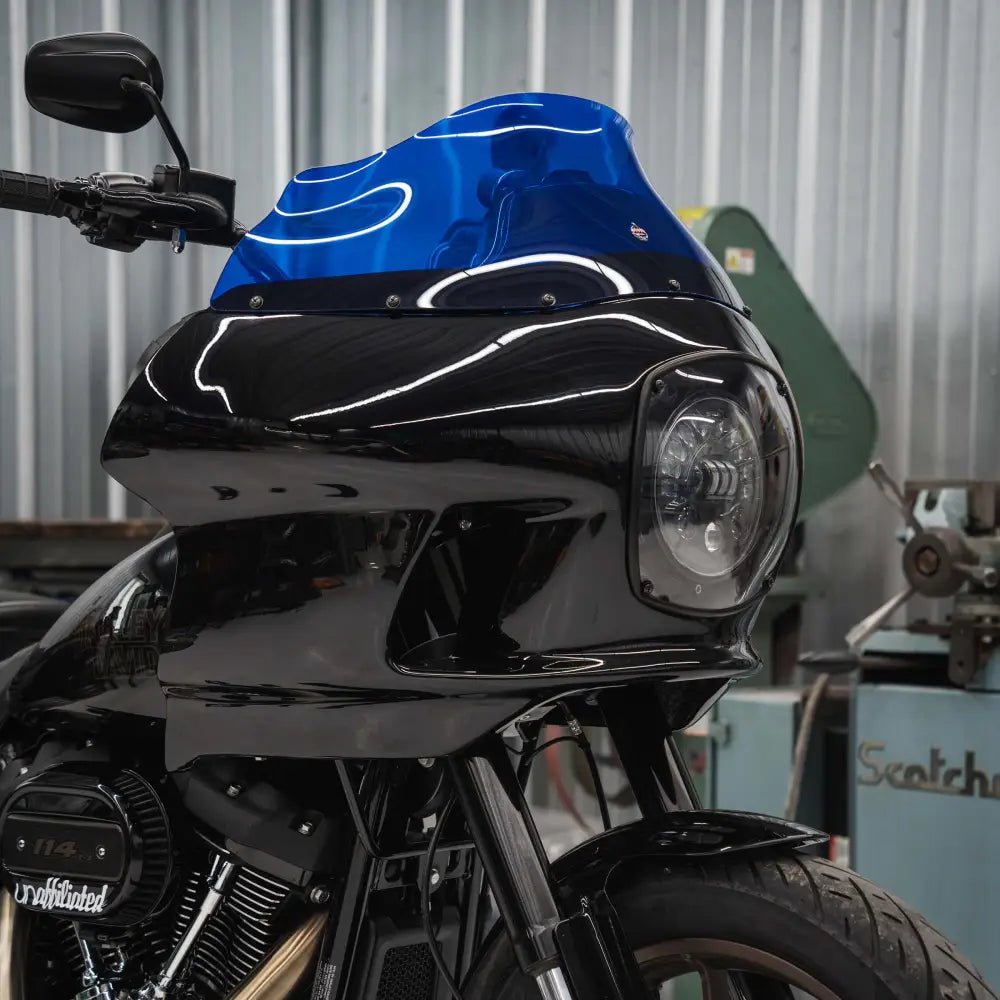 Blue Kolor Flare™ Windshield for Harley-Davidson FXRP Style motorcycle fairings (Blue)