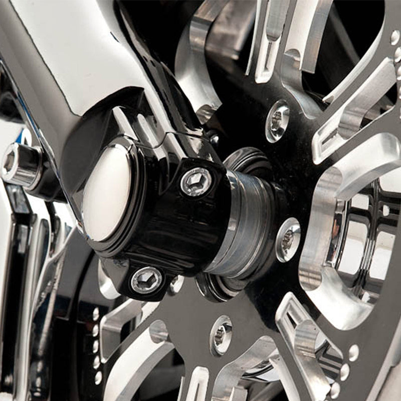 Black Fork-N-Finish Piece - Lower Fork Leg Cap for 2000 to 2013 Harley-Davidson Touring Models(Black)