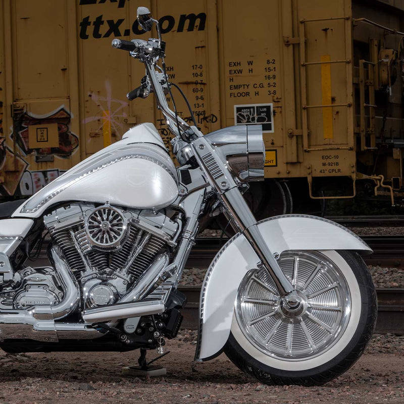 14" Chrome Kliphanger Handlebar for 2008-2013 Road Glide, 2008-2024 Road King and 2008-2017 Softail Harley-Davidson Motorcycles(14" Chrome)