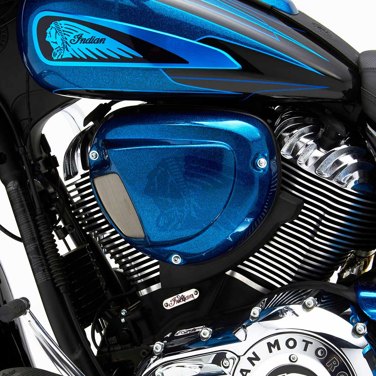 Reytelo Air Cleaner Cover for Indian® motorcycles shown on 2019 Chieftain(Shown on 2019 Chieftain)