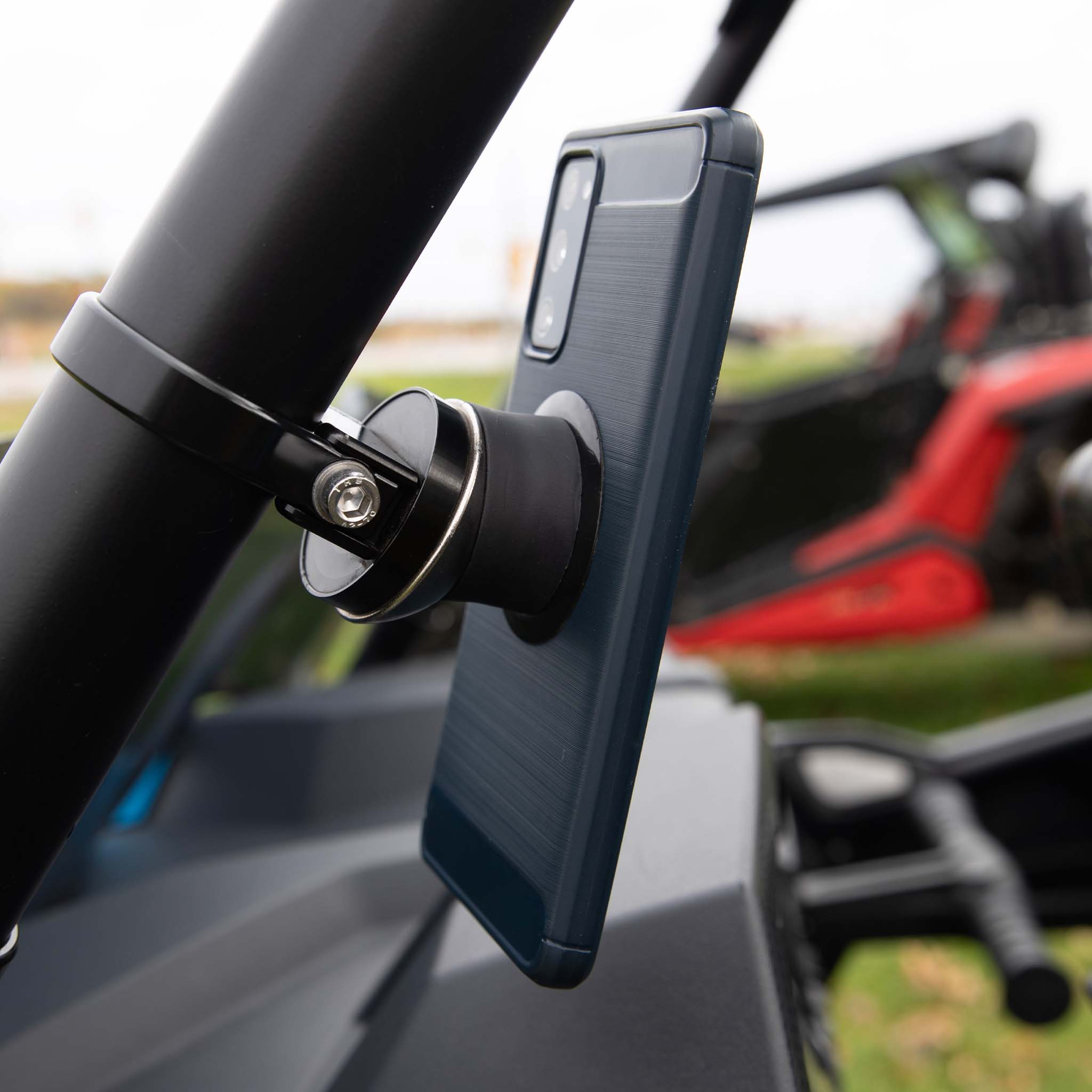 1.75 inch Roll Cage Magnetic Phone Mount in use on Artic Cat Side by Side (1.75" on Artic Cat)