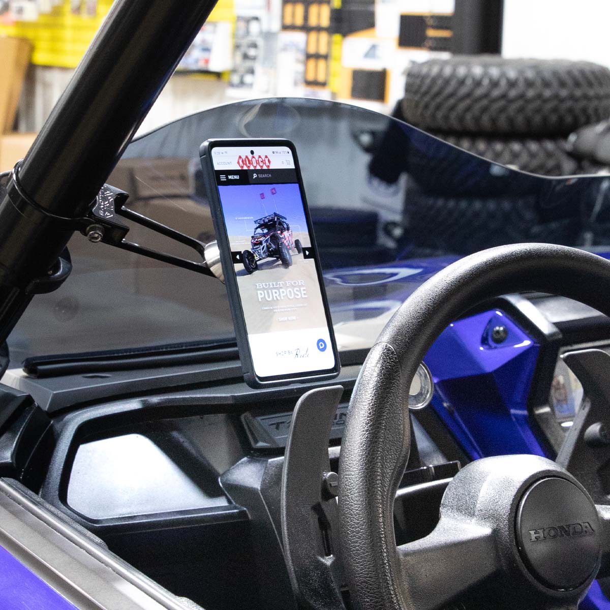 2" Offset Roll Cage Magnetic Phone Mount shown on KHonda Talon side by side(2" Mount shown on Honda Talon)