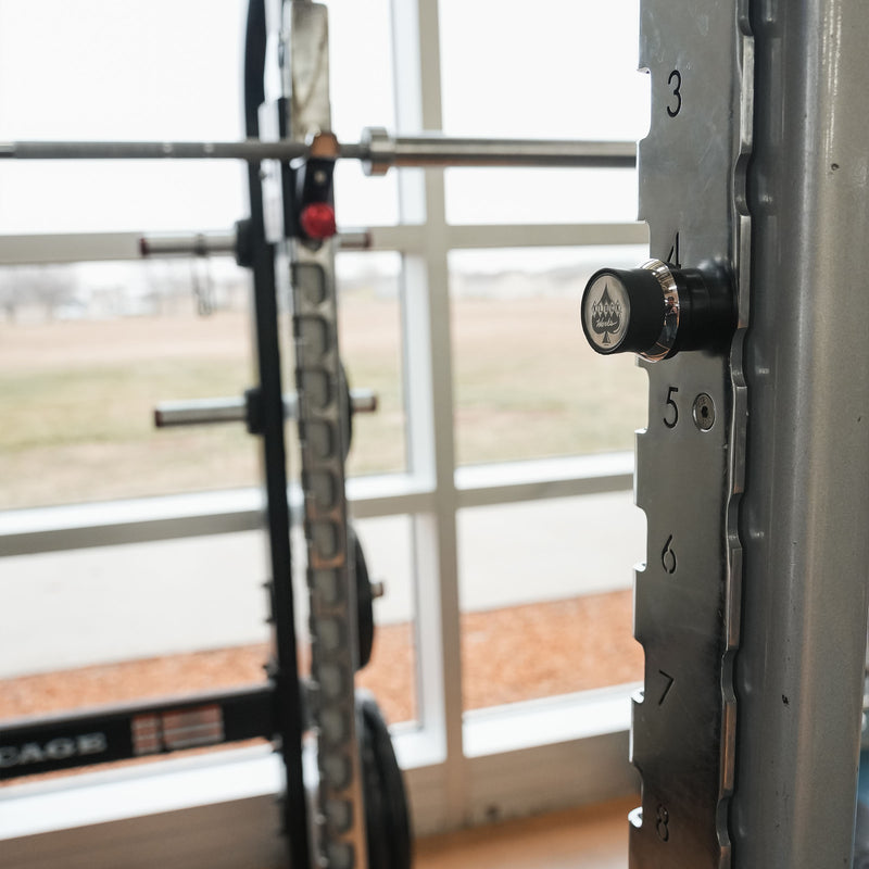 iOkwik Magnetic Universal Phone Mount mounted to rack in the gym(in the gym)