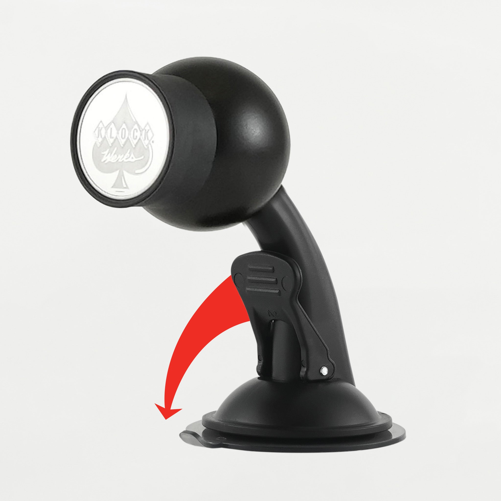 iOtraveler Suction Magnetic Phone Mount showing location of quick-release lever allows for quick positioning(Quick-release lever allows for quick positioning)