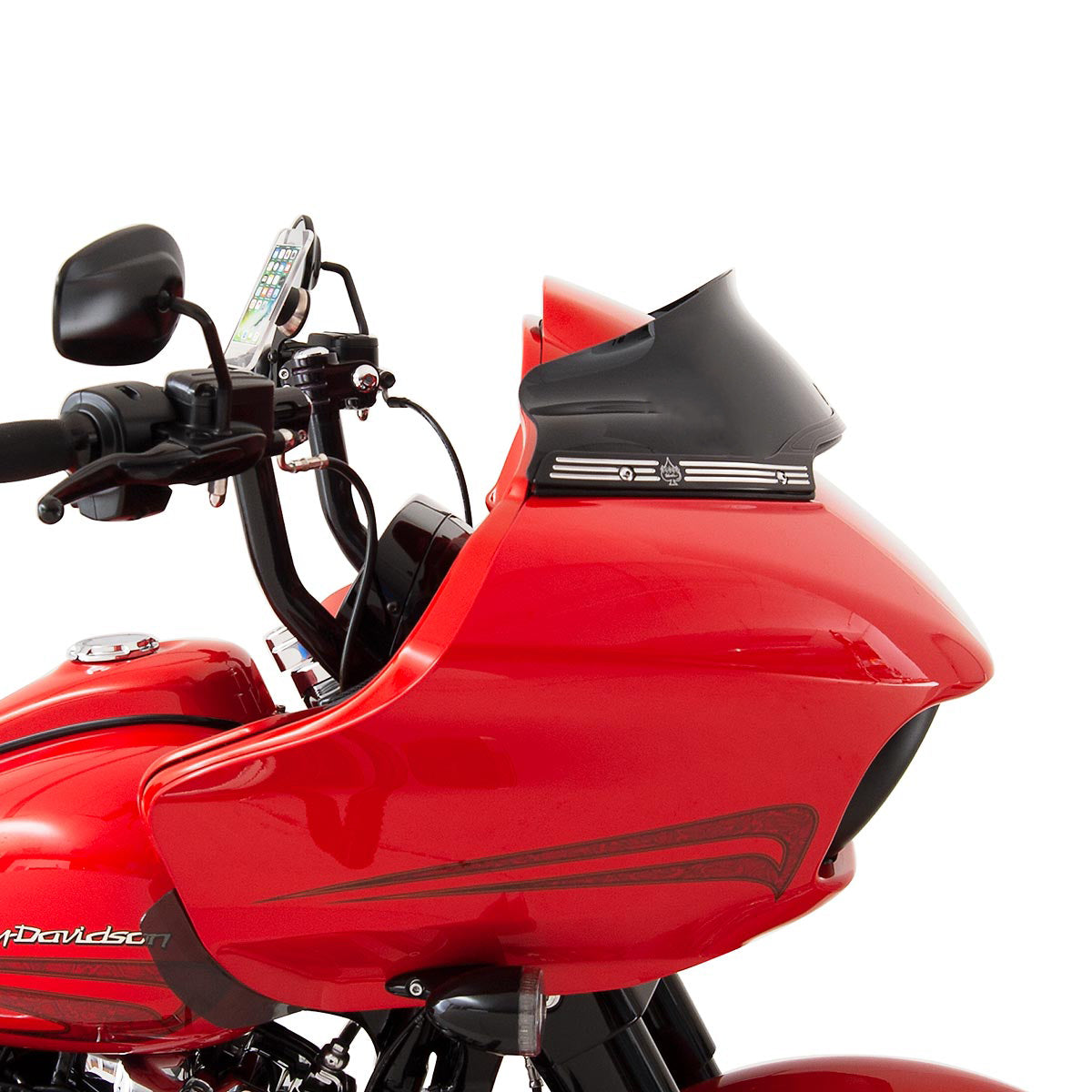 6" Sport Black Flare™ Windshields for Harley-Davidson 2015-2023 Road Glide motorcycle models shown on bike