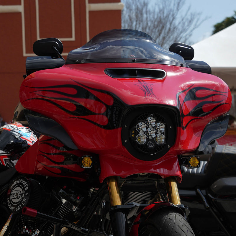 Klock Werks logo style Windshield Trim for Harley-Davidson 2014-2025 FLH Motorcycles blacked out on motorcycle(KW Logo - Blacked Out)