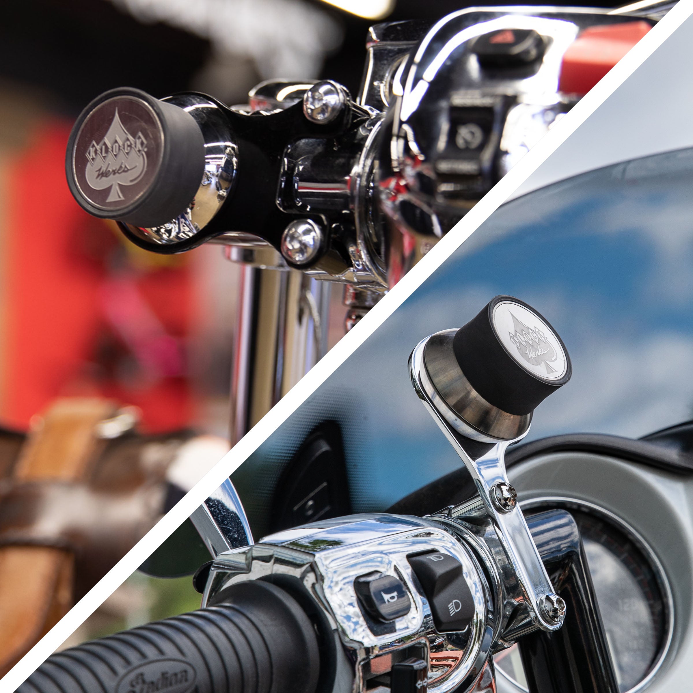 Ambidextrous and Perch Magnetic Phone Mount for Indian® Motorcycles(Phone Mounts for Indian® Heavyweight - Ambidextrous (left) vs. Perch (right))