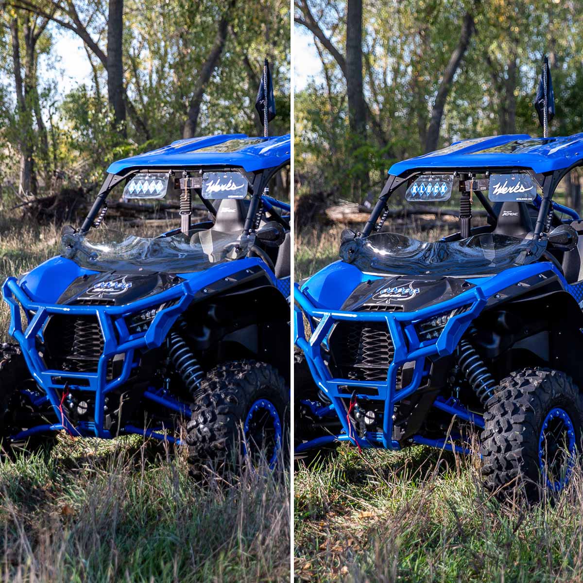 Comparison of Tint and Dark Smoke on UTV Flare™ Windshield for 2020+ Kawasaki® KRX models