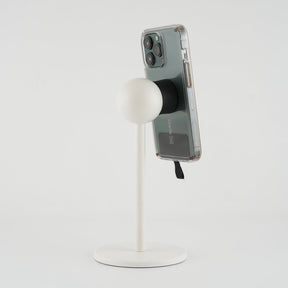 White Satin iOmini™ Magnetic Phone Mount with Phone 